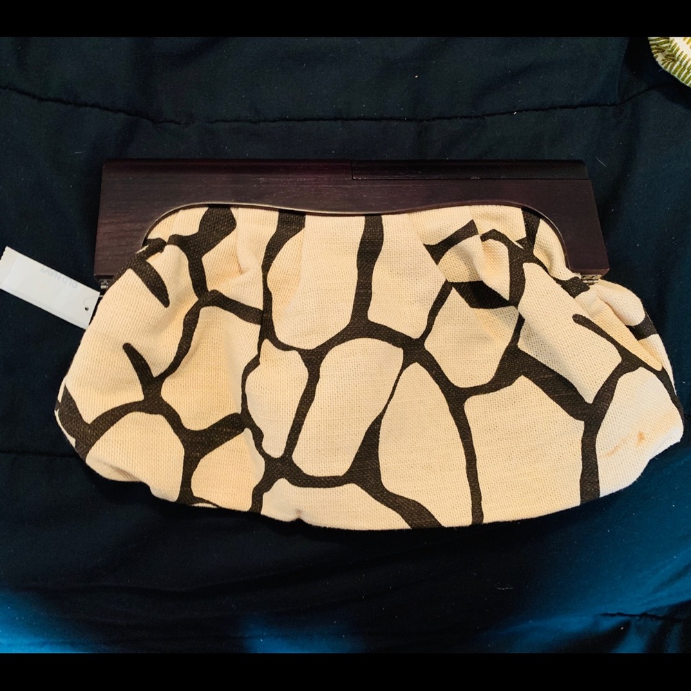 Giraffe print canvas clutch